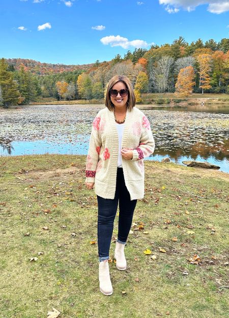 Sweater - oversized fit / in my regular medium 
Tank, jeans and boots all run true to size 

Lug sole booties
Shop Avara 
Fall cardigan sweater
Anchor Beads necklace 

#LTKshoecrush #LTKunder100 #LTKunder50