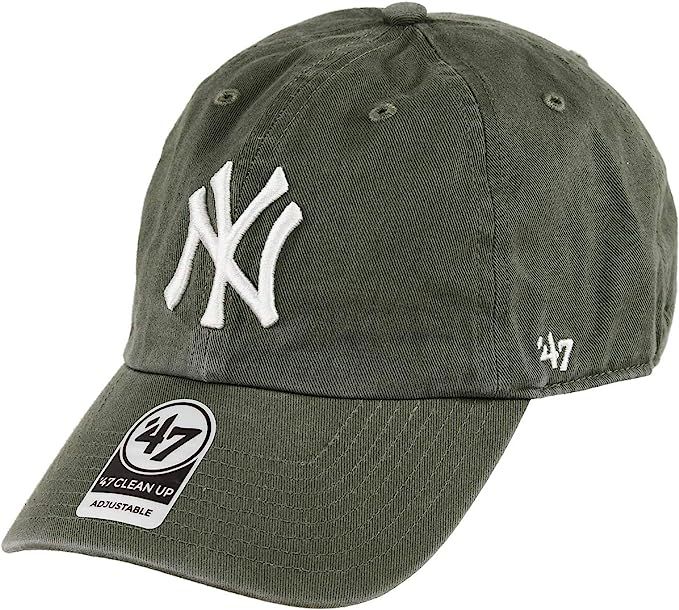 '47 Brand New York Yankees Clean Up Dad Hat Cap Strapback Moss (Olive) Green/White | Amazon (US)