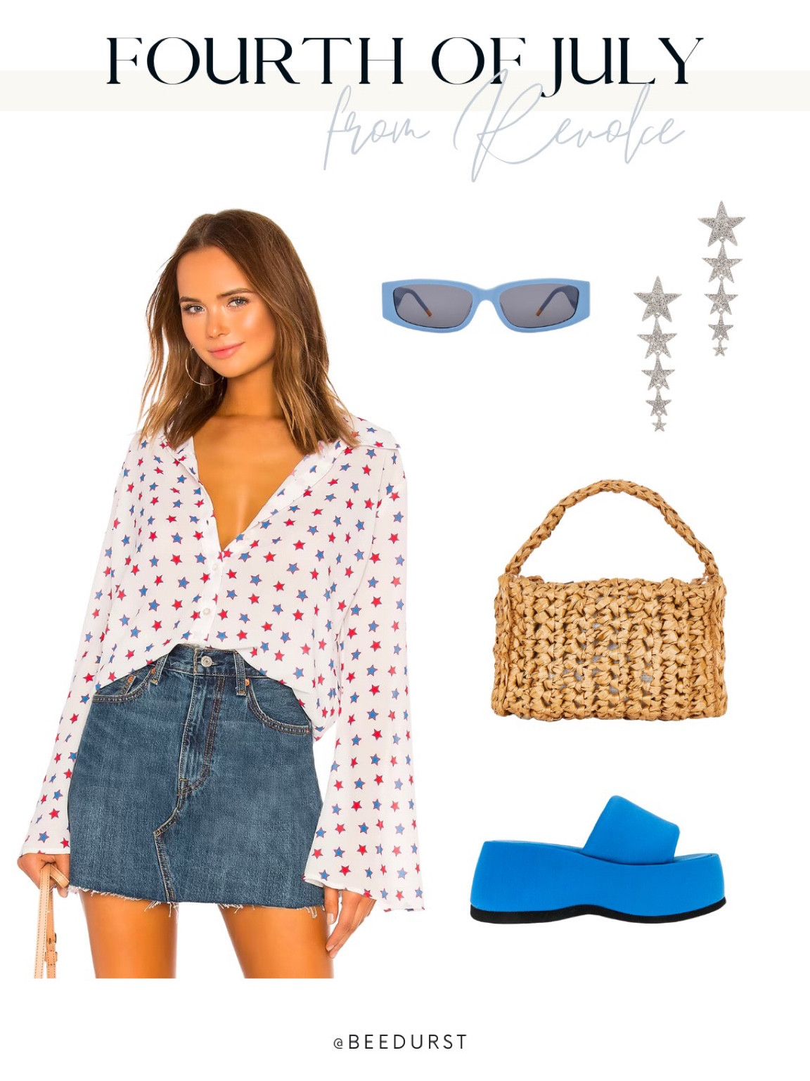 4th of July outfit from Revolve, red white and blue shirt, 4th of July look, 4th of July shirt, platform sandal

#LTKitbag #LTKshoecrush #LTKSeasonal