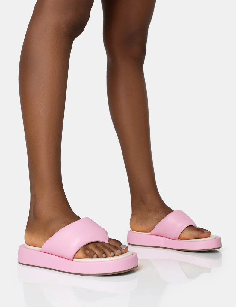 Vacay Pink Contrast Padded Square Toe Flip Flop Sandals | Public Desire