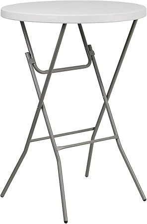Flash Furniture 2.63-Foot Round Granite White Plastic Bar Height Folding Table | Amazon (US)