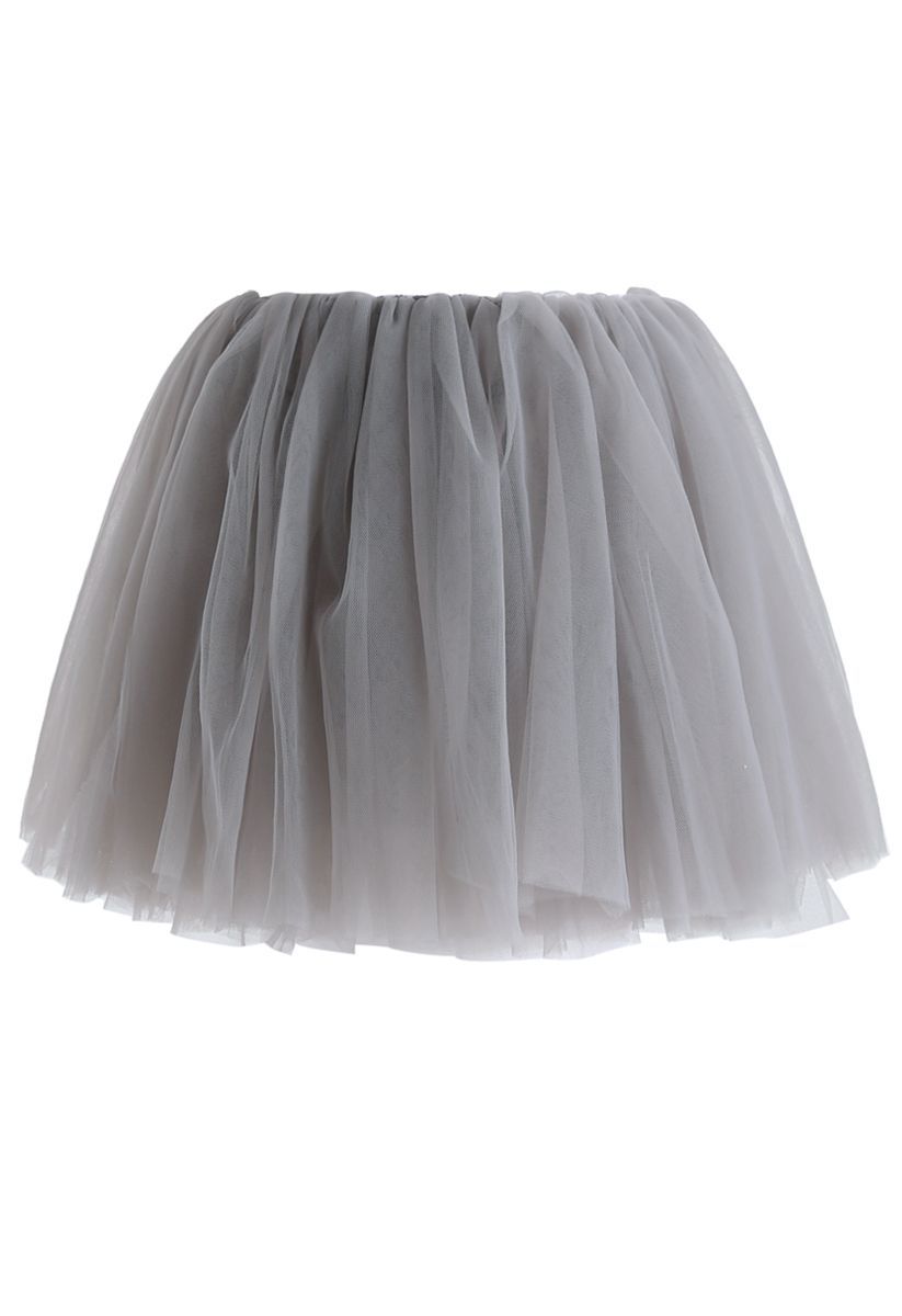 Amore Mesh Tulle Skirt in Grey For Kids | Chicwish