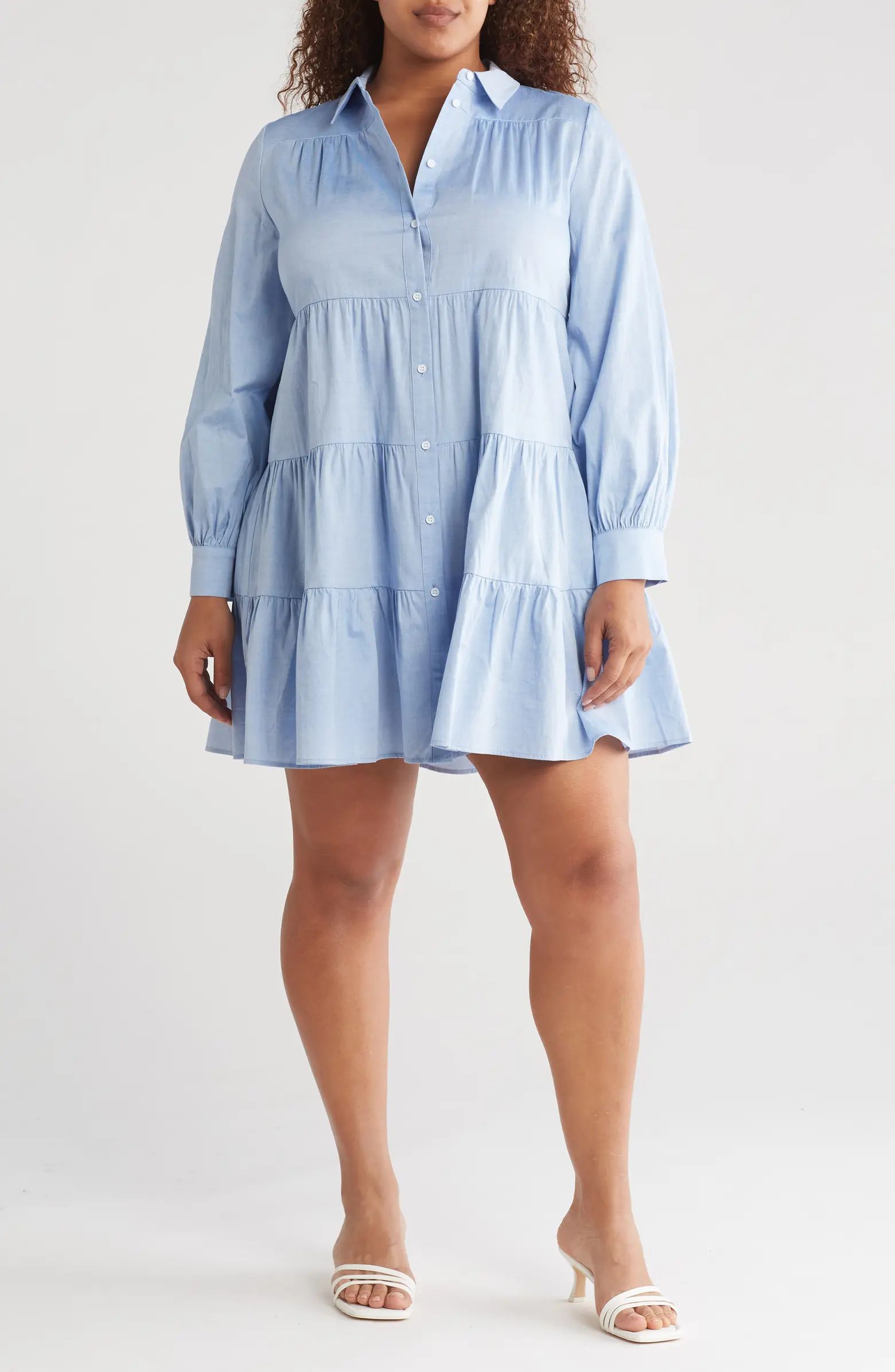 Long Sleeve Tiered Shirtdress | Nordstrom Rack