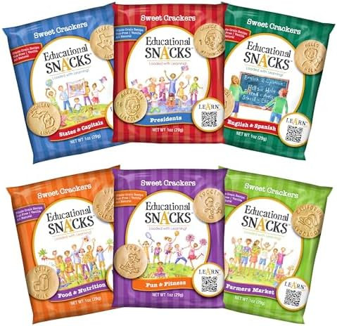 EDUCATIONAL SNACKS – Variety Pack | Nut-Free, All-Natural Educational Snacks for Kids | 6 Diffe... | Amazon (US)