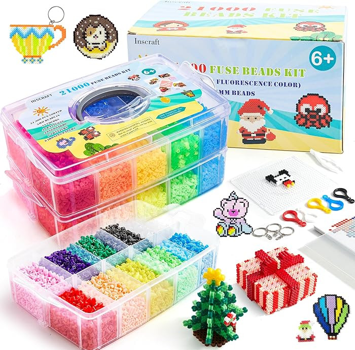 Fuse Beads, 21,000 pcs Fuse Beads Kit 22 Colors 5MM for Kids, Including 8 Ironing Paper,48 Patter... | Amazon (CA)