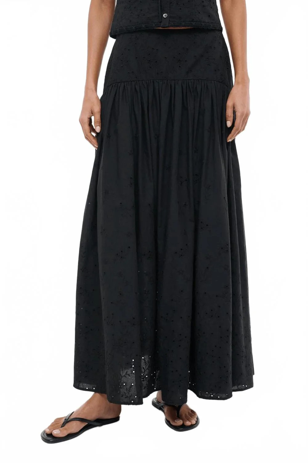 Procida Eyelet Maxi Skirt In Black | Shop Simon