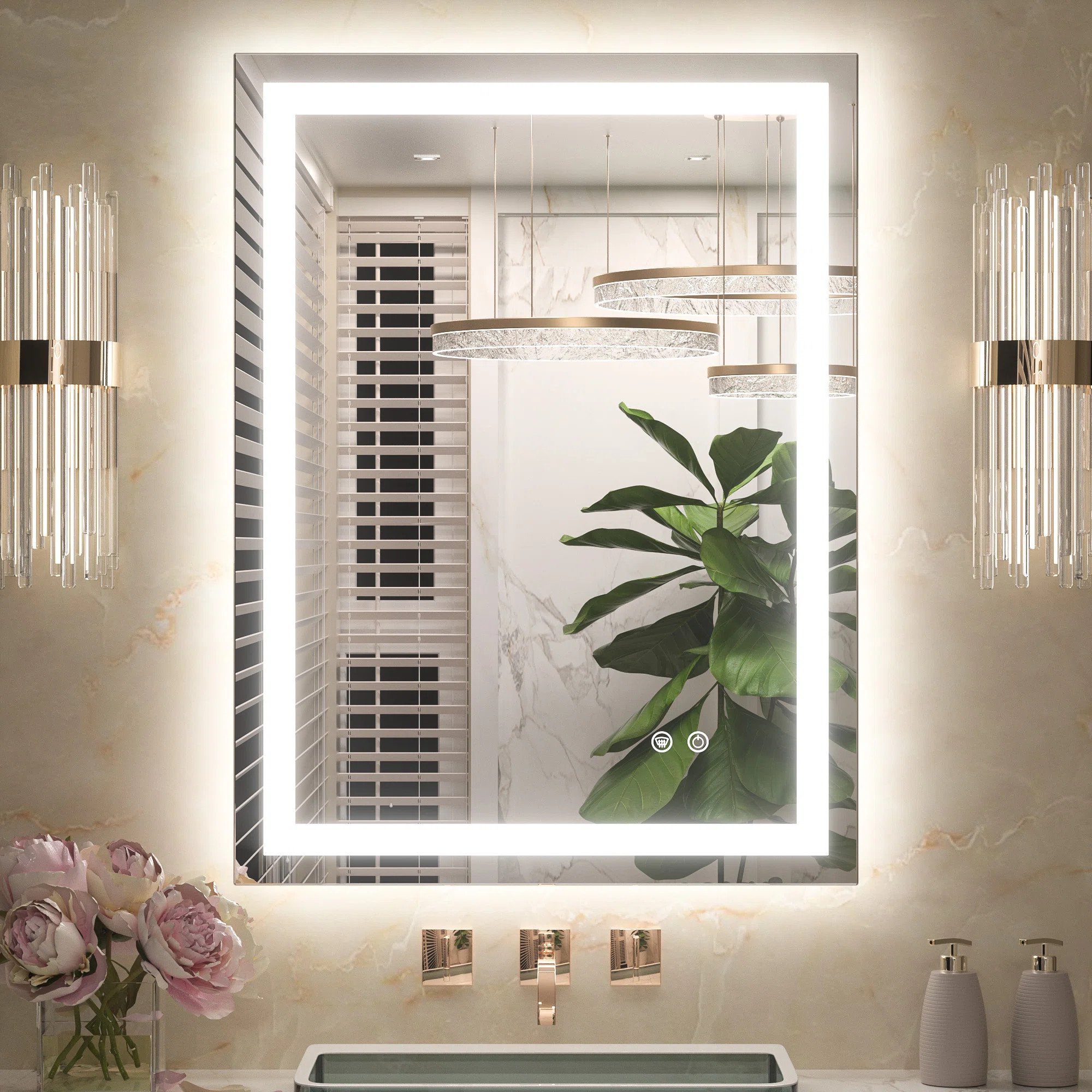 Cardier Front&Backlit Wall Mount Bathroom Vanity Mirror with 3 Color Adjustment&Memory Function&S... | Wayfair North America