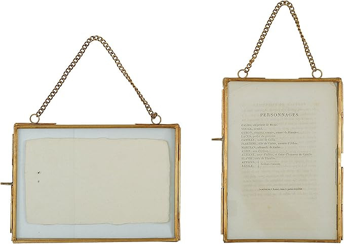Creative Co-Op Brass & Glass Frames for 5" x 7" Photos with Chains (Set of 2 Styles) | Amazon (US)