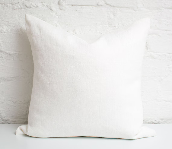 White Pure Minimal Linen Pillow Cover /white Eco Linen Pillow | Etsy | Etsy (US)