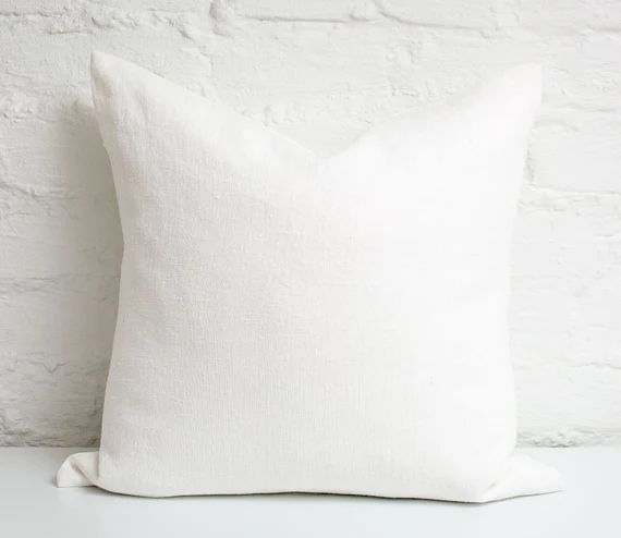 White pure minimal linen pillow cover /White eco linen pillow cover/white minimalist linen pillow... | Etsy (US)