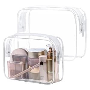 PACKISM TSA Approved Toiletry Bag - Clear Makeup Bags in 2 Size, Durable with Supporting Frame, P... | Amazon (US)