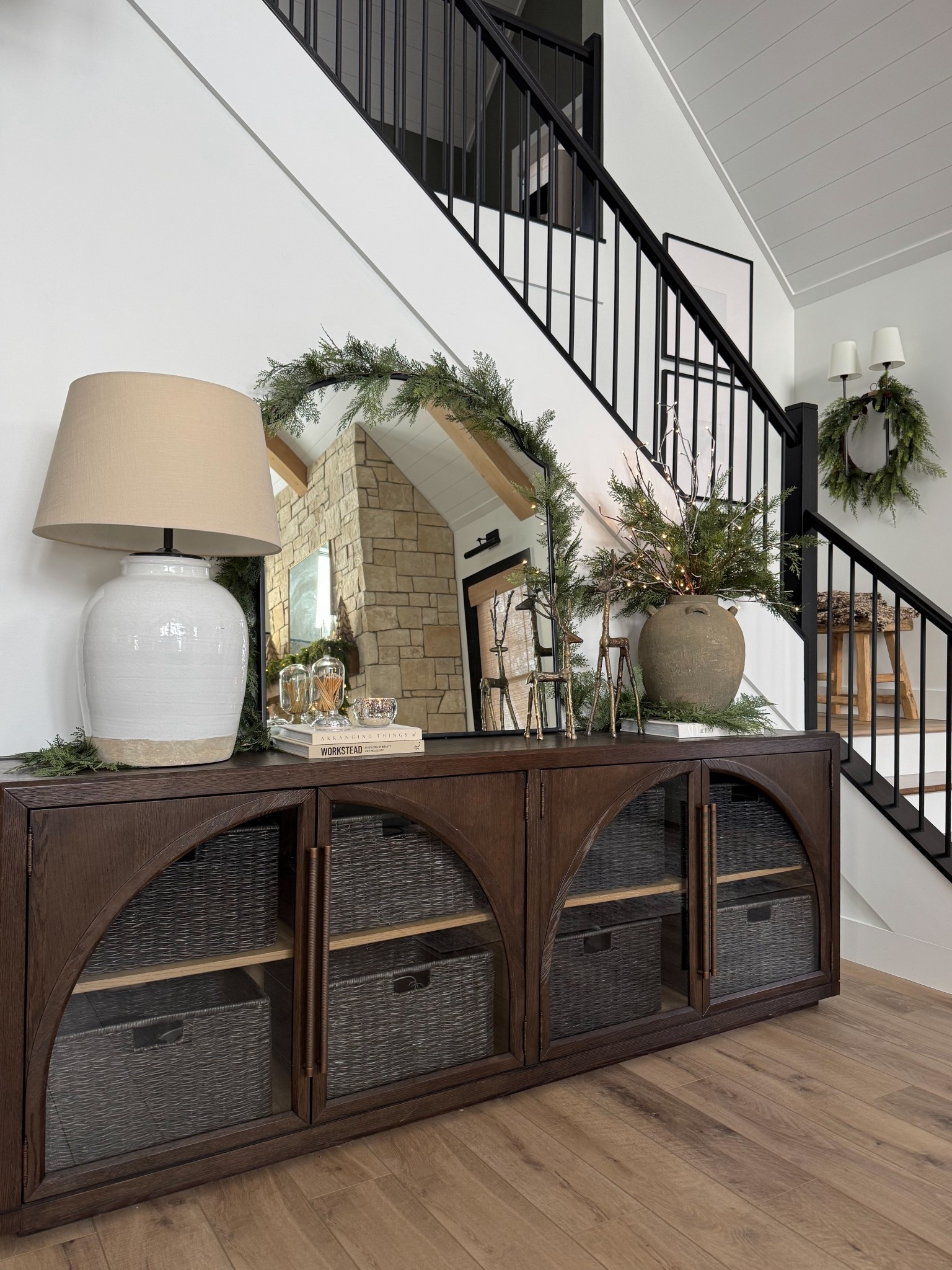 Decorated my favsoite cabinet at the lake for the holidays with my fa spite greenery, candle and brass deer! 

#LTKHome #LTKSaleAlert #LTKHoliday