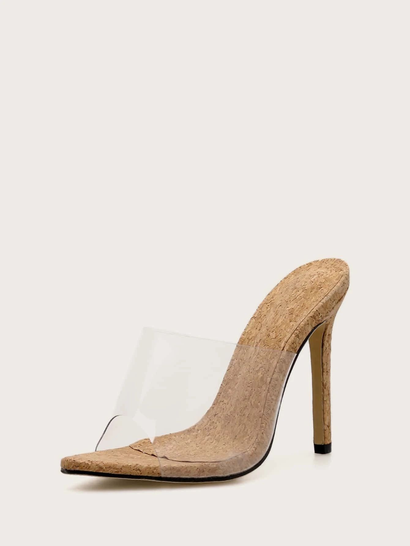 Clear Cork Stiletto Heeled Mules | SHEIN