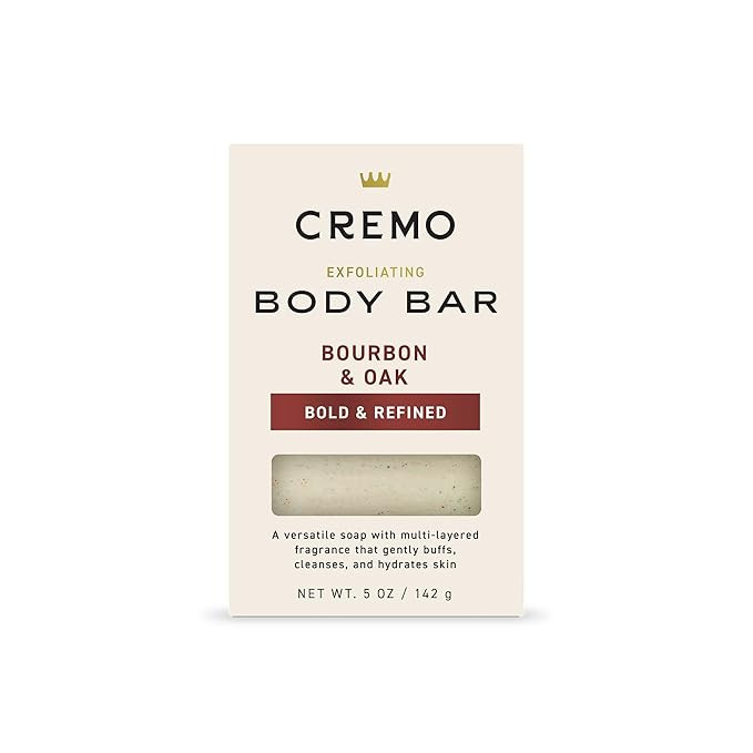 Cremo Exfoliating Body Bar for Men, Bourbon & Oak Scent, Multi-Layered Fragrance That Buffs, Clea... | Amazon (US)