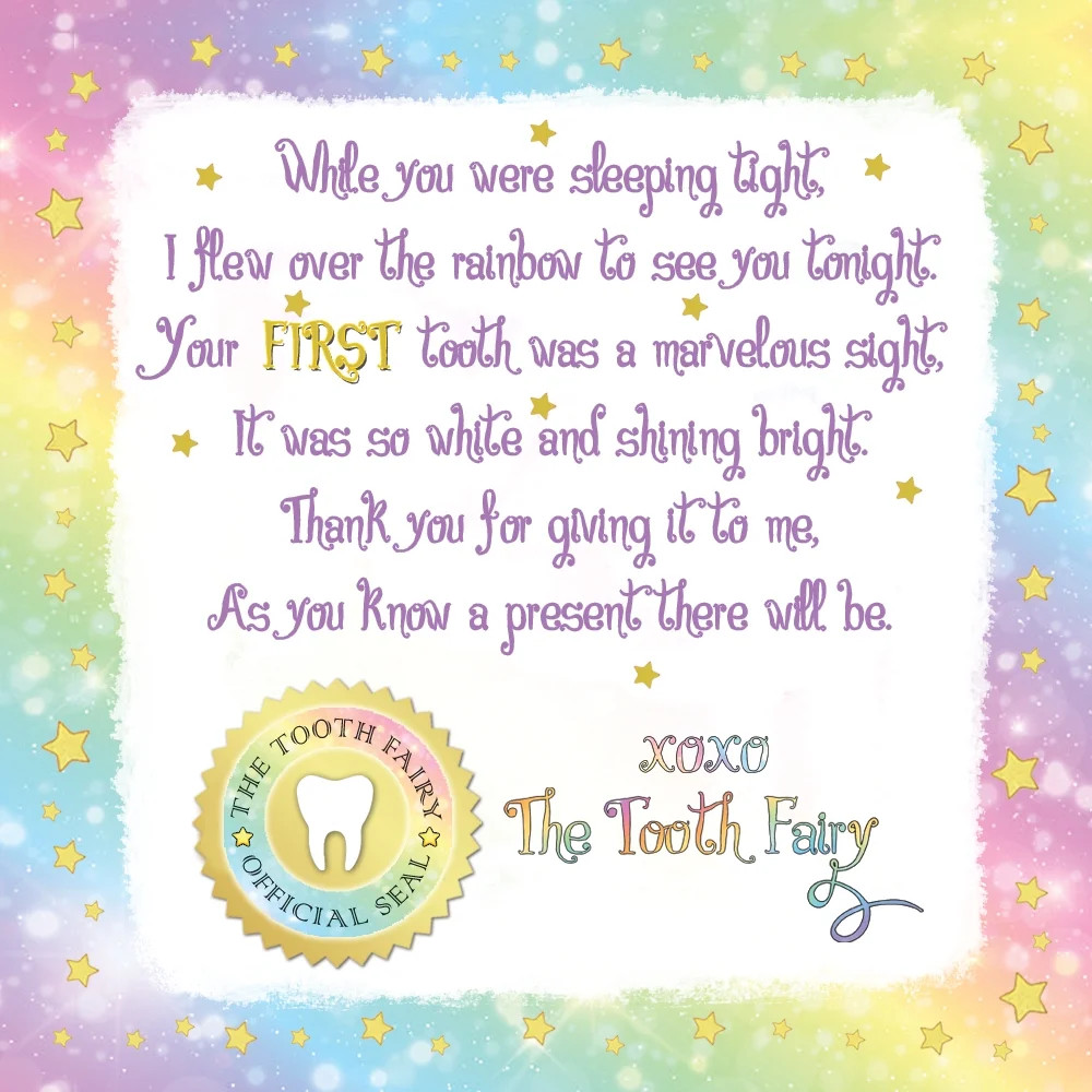 Tooth Fairy Notes - 10 Tooth Fairy Notes with Unique Poems, 10 Tooth Receipts, 10 Golden Envelope... | Walmart (US)