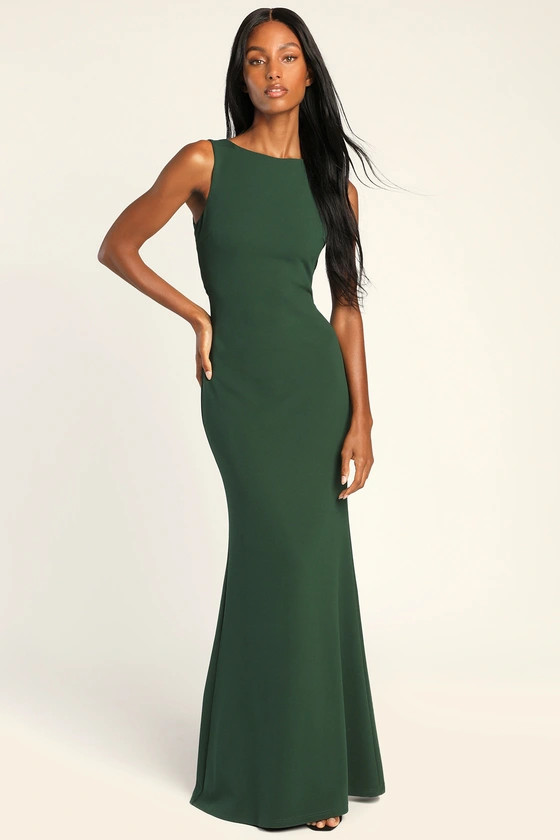 Love In Your Eyes Hunter Green Knotted Mermaid Maxi Dress | Lulus