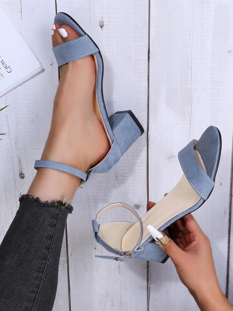 Suedette Chunky Heeled Ankle Strap Sandals
   
      SKU: sx2112240813636321
          (1000+ Rev... | SHEIN