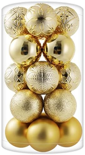 Christmas Ball Ornaments 20ct Gold Christmas Tree Decorations with Hang Rope-Shatterproof Christmas  | Amazon (US)