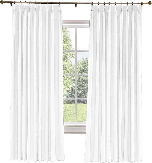 ChadMade 50" W x 96" L Polyester Linen Drapes with Gray White Blackout Thermal Lining Pinch Pleat... | Amazon (US)