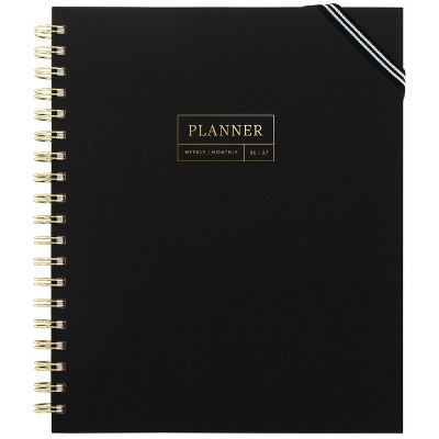 Sugar Paper Essentials 7.875"x9.875" Large Hardcover Wirebound with Bungee 2026-2027 Weekly/Monthly Planner Black | Target