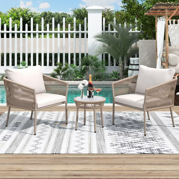 3PCS Outdoor Patio Rattan Conversation Set-ModernLuxe | Target