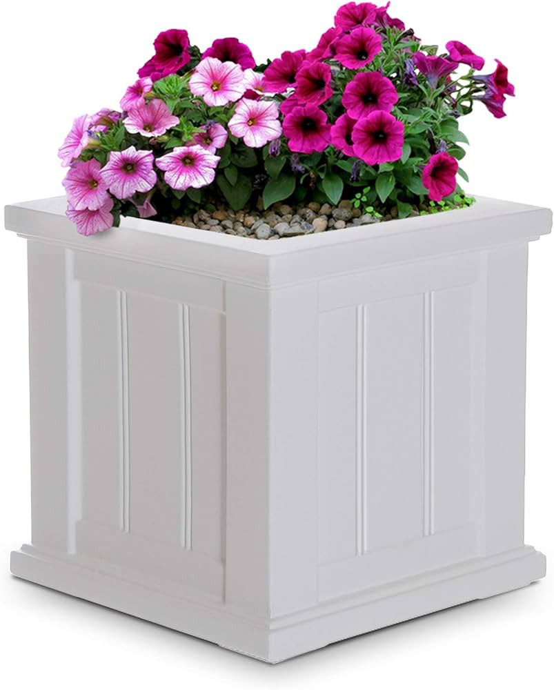 Mayne 4836-W Cape Cod 14in Square Planter, 14in L x 14in W x 14in H, White | Amazon (US)
