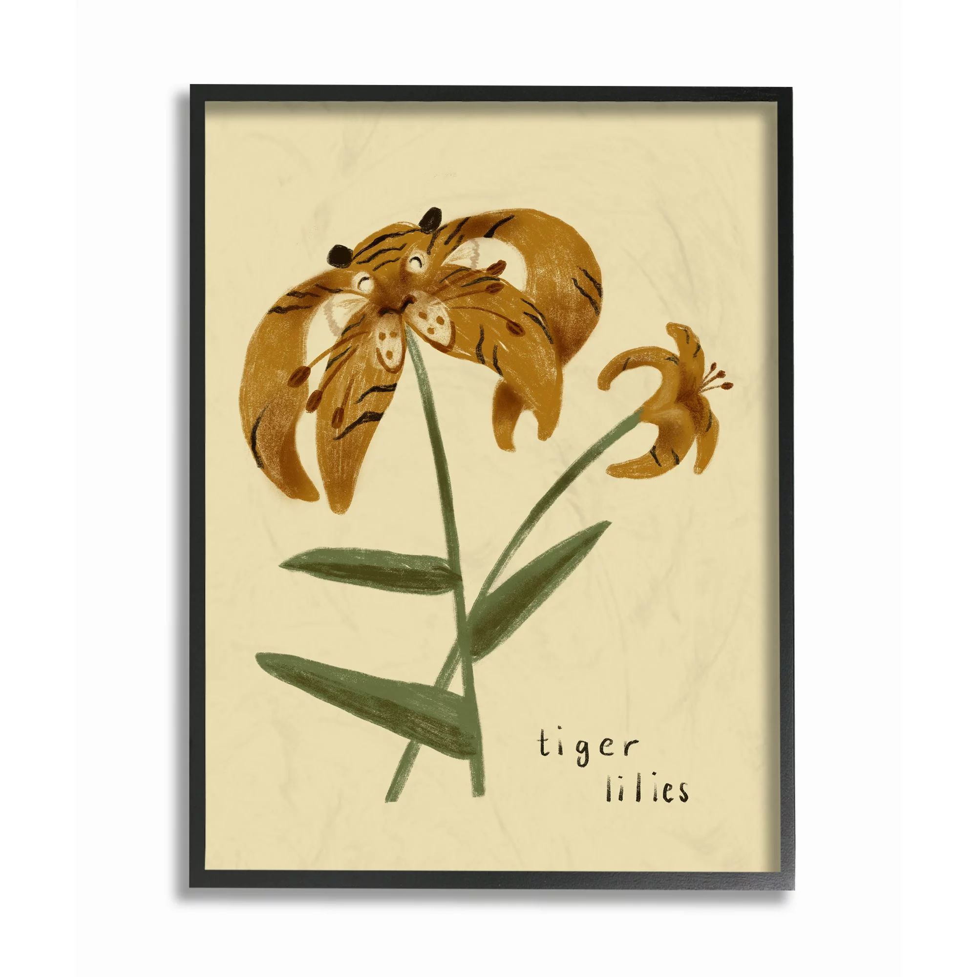 The Kids Room by Stupell Tiger Lilies Cute Tiger Animal Kids Nursery Drawing Framed Wall Art by D... | Walmart (US)