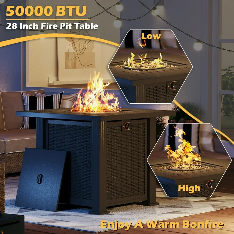 Devoko 28" Square 50000 BTU Propane Fire Pit Table | Walmart (US)