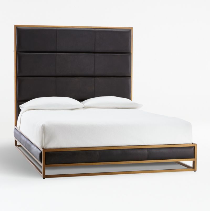 Oxford Leather Queen Bed + Reviews | Crate & Barrel | Crate & Barrel