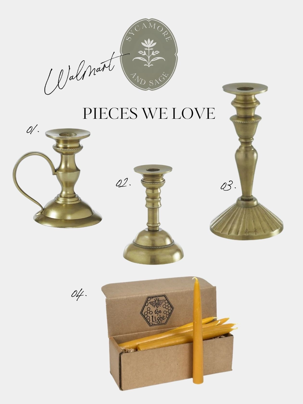 Found the most beautiful metal taper candle holders at Walmart and I’m so impressed! ✨ They come in three different styles and sizes, but all coordinate perfectly—giving off the dreamiest vintage vibes with a warm touch of brass. Paired them with 100% beeswax taper candles (also available in tons of colors!) and now they’re my favorite little styling detail. Perfect for any room, any season 🕯️
💛 

#SycamoreandSage #WalmartFinds #CandleHolderLove #VintageBrassVibes

#LTKSaleAlert #LTKHome #LTKFindsUnder50