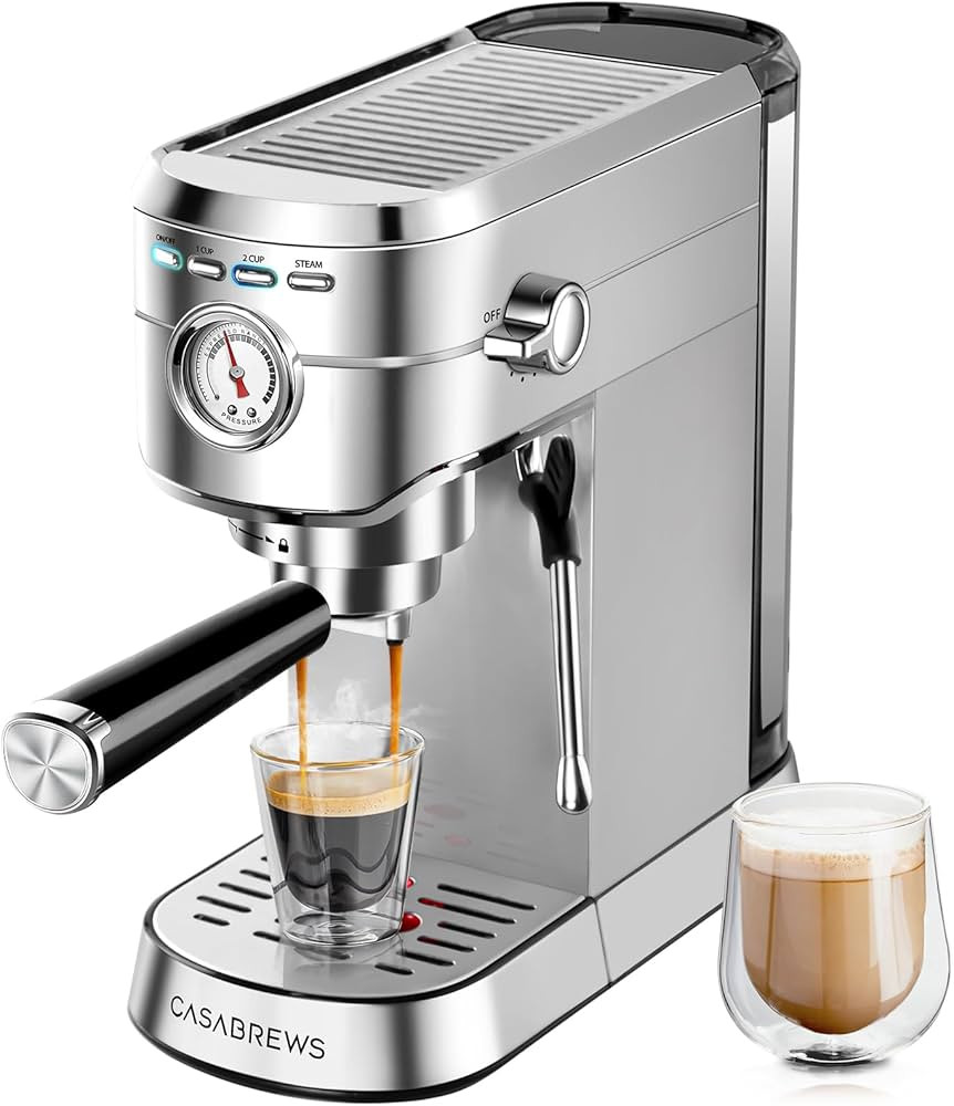 CASABREWS CM5418 Espresso Machine 20 Bar, Compact Espresso Maker with Steam Milk Frother, Stainle... | Amazon (US)