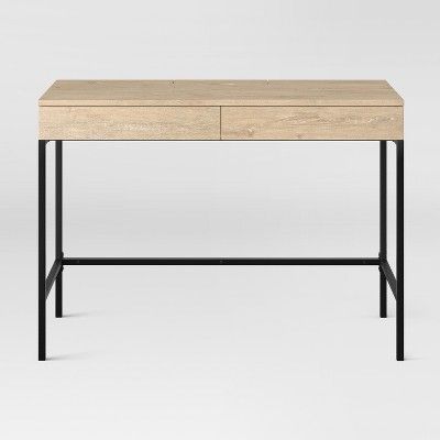 Loring Wood Writing Desk with Drawers and Charging Station Vintage Oak - Threshold™ | Target