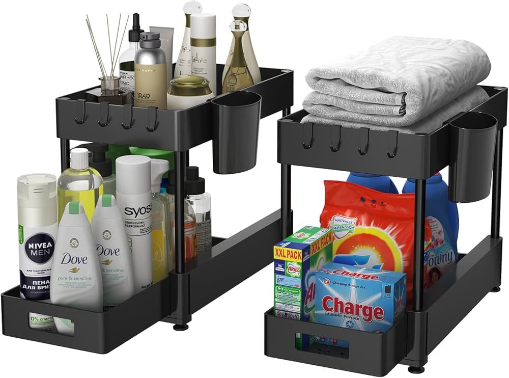Under Sink Organizers and Storage 2 Pack, ZOMILB Bathroom Organizer 2-Tier Sliding Kitchen Cabine... | Amazon (US)