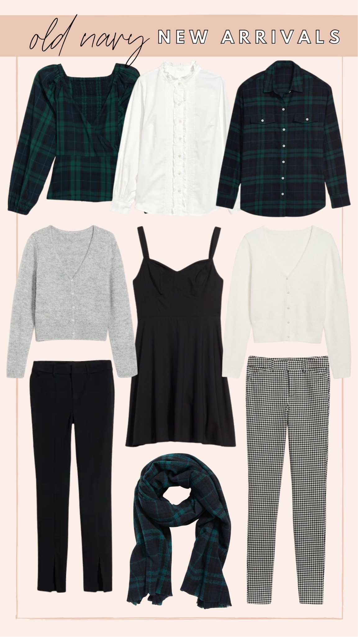 50% off today at old navy, holiday style, preppy style, houndstooth pants, pearl cardigan

#LTKsalealert #LTKunder50 #LTKHoliday