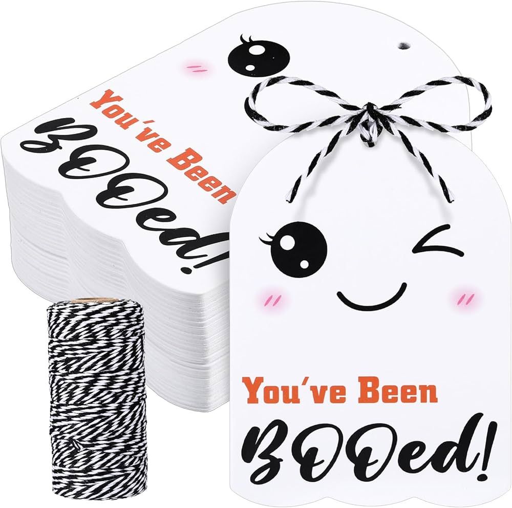 Tenceur 80 Pcs You've Been Booed Halloween Tags with Rope, Ghost Boo Gift Tags for Presents Hallo... | Amazon (US)