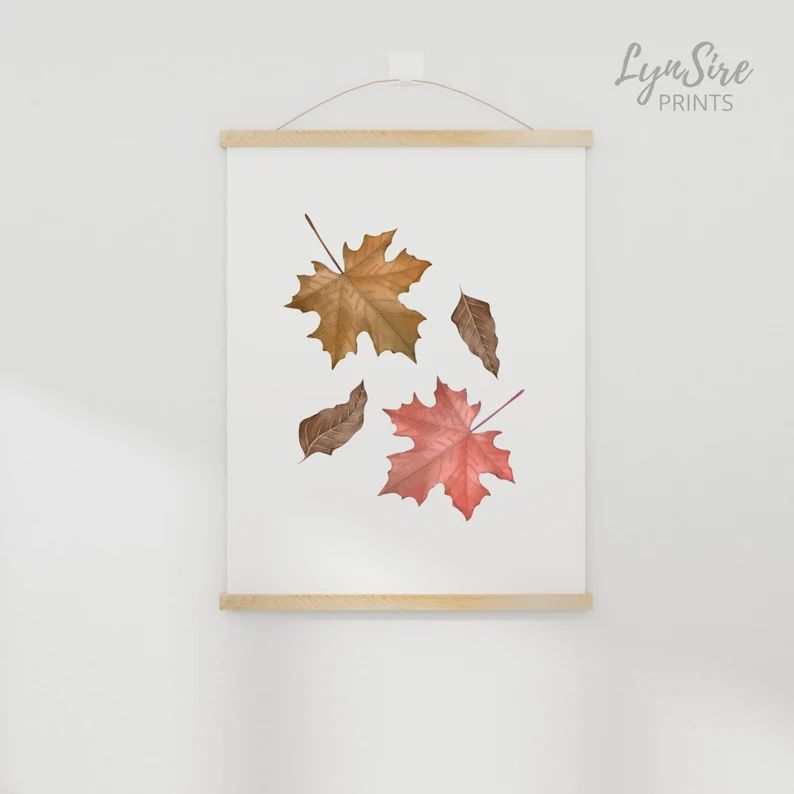 Botanical Fall Leaves Fall Print Fall Printable Art Autumn - Etsy | Etsy (US)