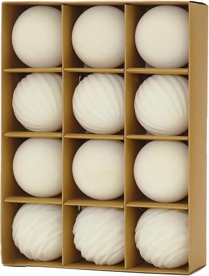 3.15inch Velvet Christmas Ornaments for Xmas Tree, 12 pcs Flocked Christmas Balls Set Assortment ... | Amazon (US)