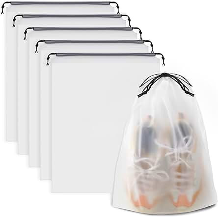 Waterproof Travel Drawstring Shoe Bags for Packing, Storage, Travel Essentials for Men and Women, 15.7 x 11.8 inches, Clear, 5 pieces | Amazon (US)