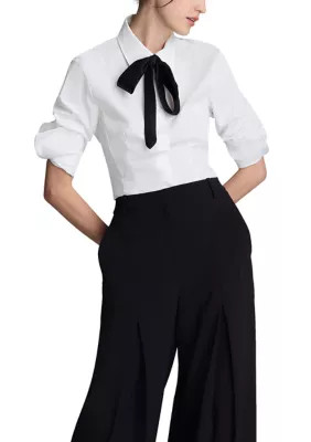 Kenneth Cole Women's Long Sleeve Shirting and Tie Set, White, Medium | Belk