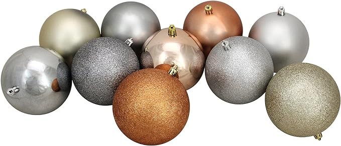 Northlight 12ct Earth Tone Shatterproof 3-Finish Christmas Ball Ornaments 4" (100mm) | Amazon (US)