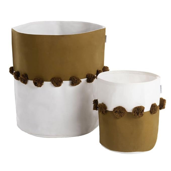 Toddle Kind 100% Organic Heavy Cotton Canvas Pom Pom Basket for Playroom, Bedroom, Laundry, Organ... | Amazon (US)