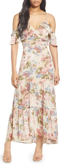 Floral Cold Shoulder Ruffle Maxi Dress | Nordstrom