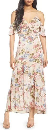 FLORET STUDIOS Floral Cold Shoulder Ruffle Maxi Dress | Nordstrom | Nordstrom