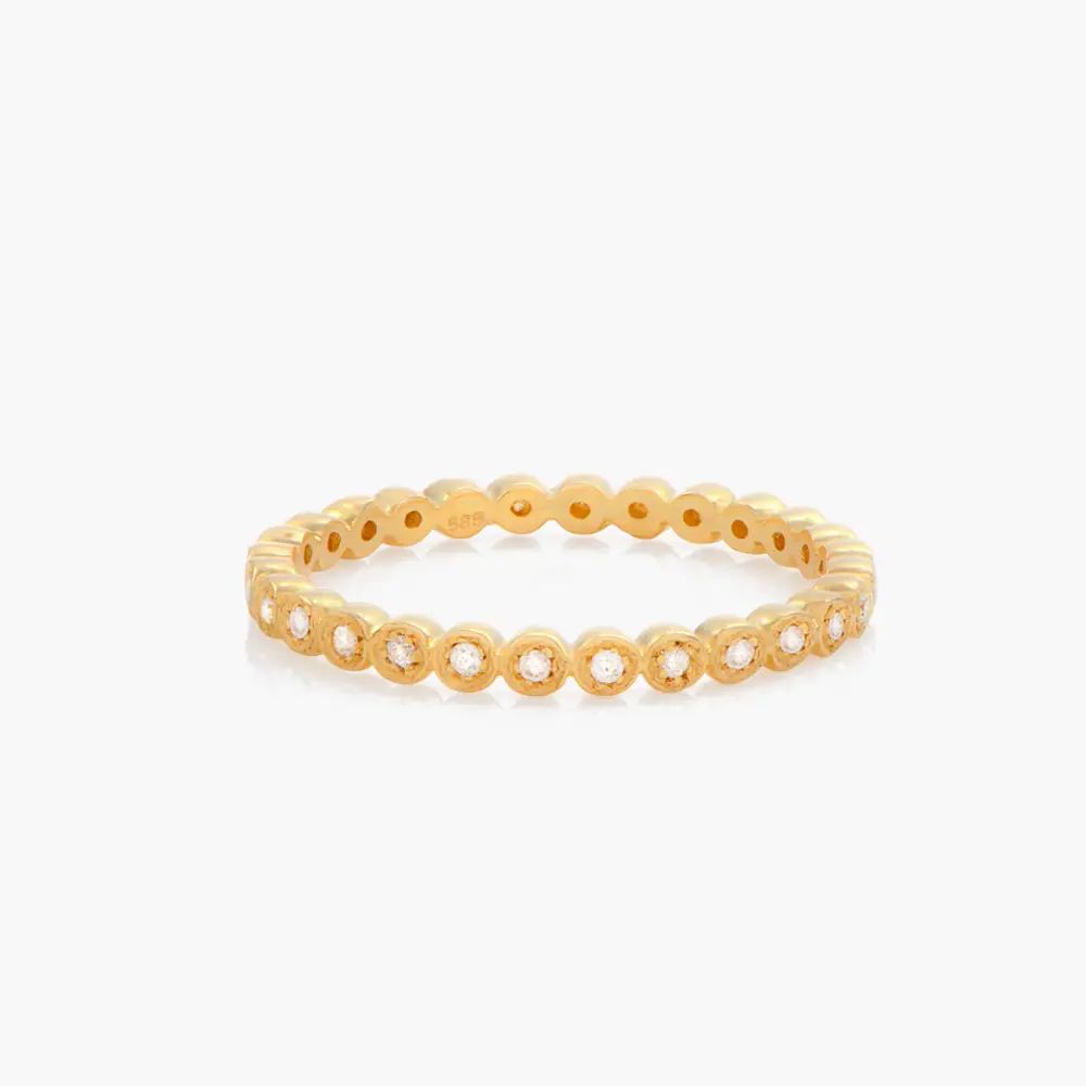 Diamonds Line Ring- 14K Solid Gold | Oak & Luna (US)