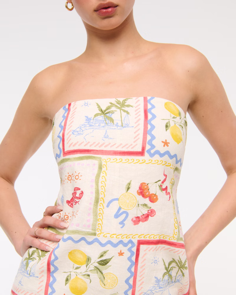 The A&F Scarlett Strapless Linen-Blend Skort | Abercrombie & Fitch (US)