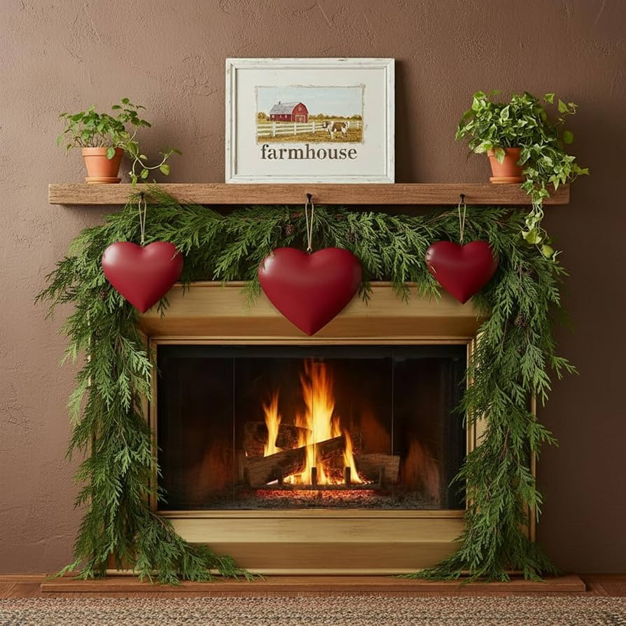 Tandefio 6 Pcs Valentine's Day Vintage Metal Rust Red Heart Wall Hanging Art Decorative Iron Rust... | Amazon (US)