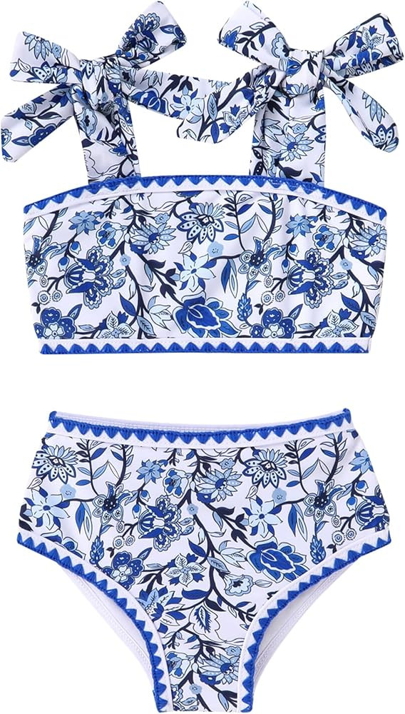 YOUNGER TREE Toddler Girls Two Pieces Swimsuit Color Block Stripe Swimwear Summer Beach Bathing S... | Amazon (US)