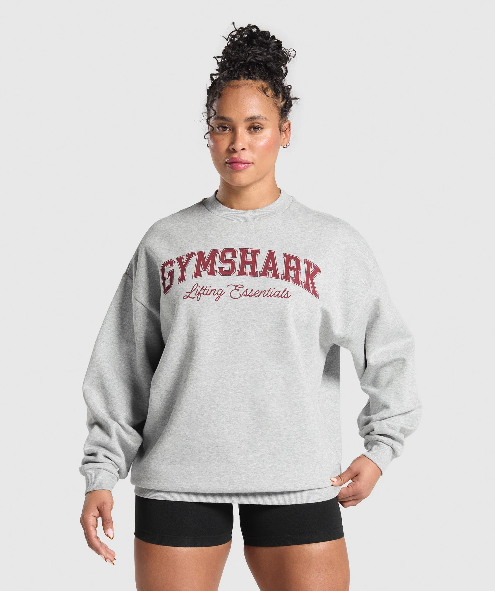 Gymshark Lifting Essentials Graphic Brushed Oversized Sweatshirt - Light Grey Core Marl | Gymshark US
