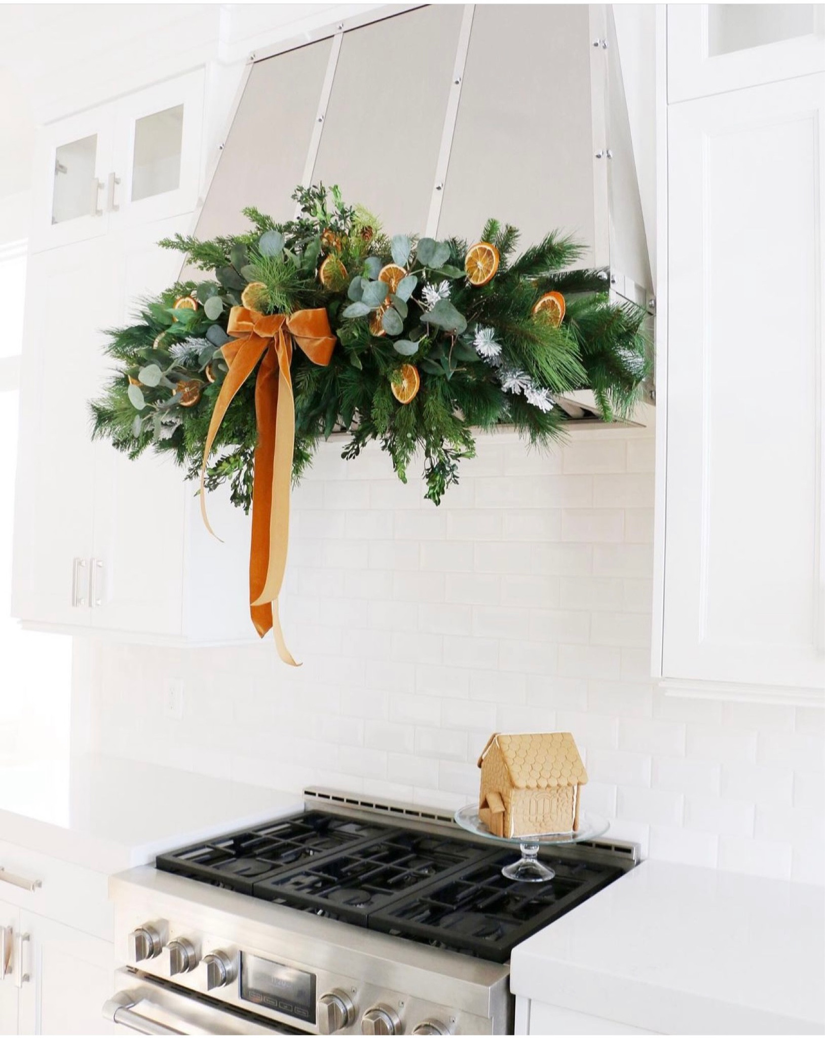 Dried orange garland for the kitchen. Add a decorative velvet bow and eucalyptus! Perfect for over your oven or mantle. Christmas decor. 

#LTKSeasonal #LTKHoliday #LTKhome