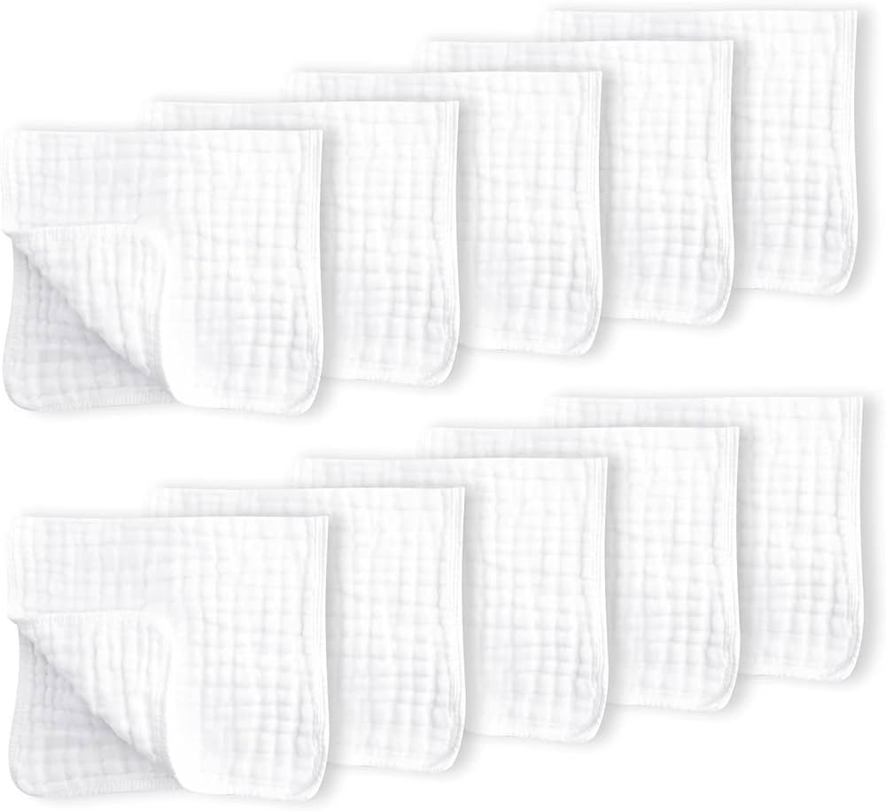 CottCare 10 Pack Muslin Burp Cloths for Unisex Baby 100% Cotton Large 20''X10'' Thicken Super Sof... | Amazon (US)
